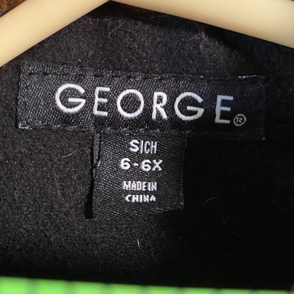 Kids Black Pea coat Jacket with animal print Collar - Picture 5 of 5